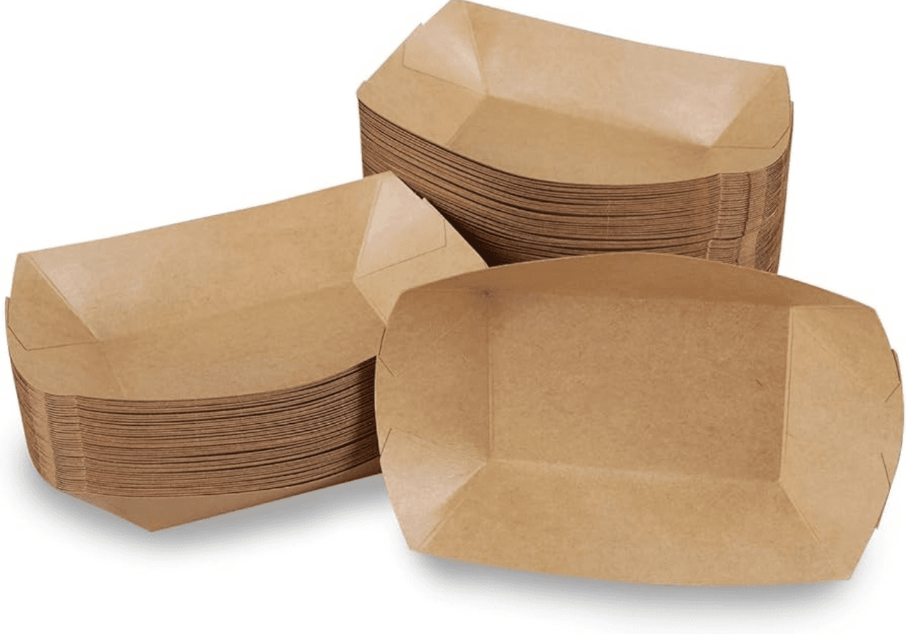 Paper boat tray for food packaging